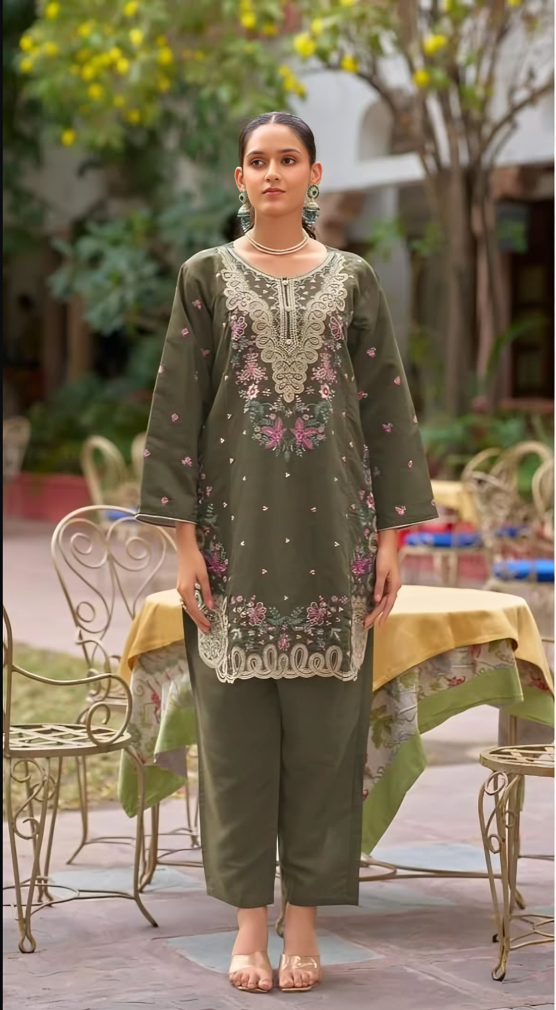 Embroidered Straight Kurta Set
