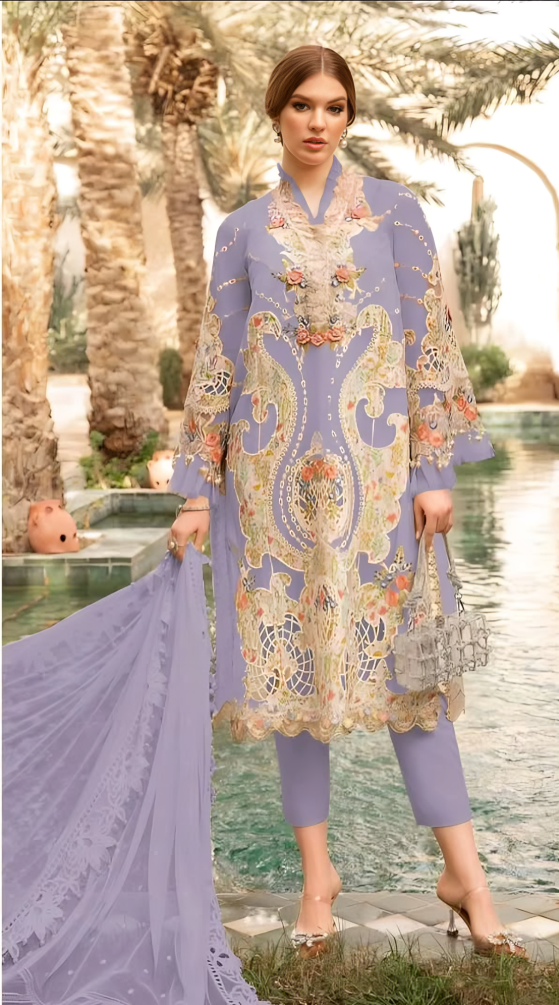 Pakistani Embroidered Organza Suit