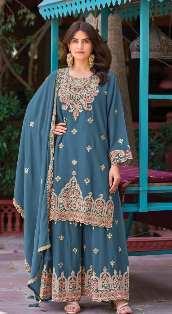Elegant Embroidered Sharara Suit