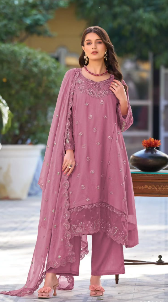 Embroidered Chiffon Suit
