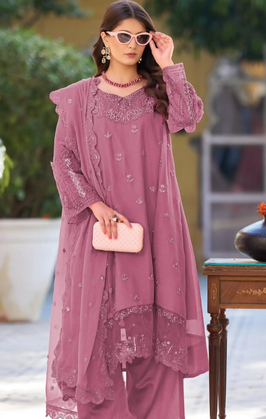 Embroidered Chiffon Suit