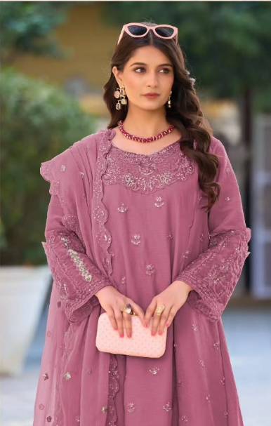 Embroidered Chiffon Suit
