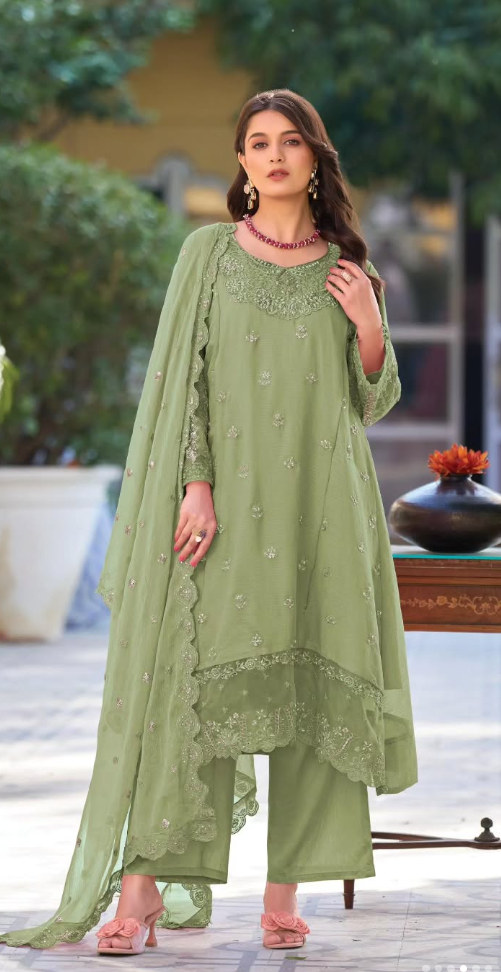 Embroidered Chiffon Suit
