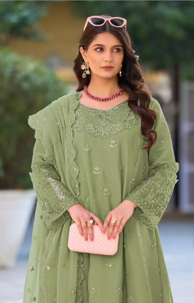 Embroidered Chiffon Suit
