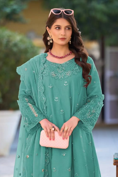 Embroidered Chiffon Suit
