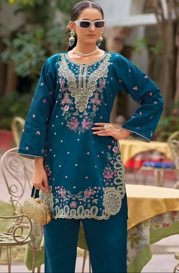 Embroidered Straight Kurta Set