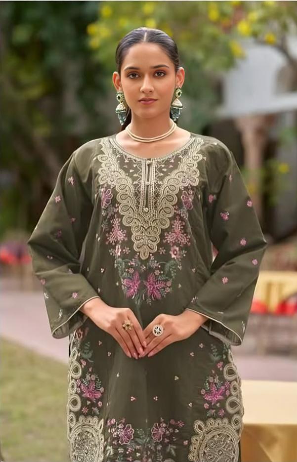 Embroidered Straight Kurta Set