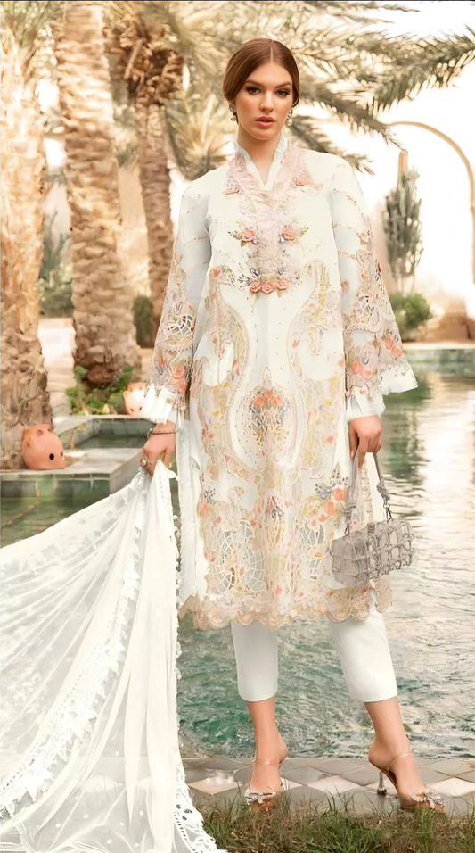 Pakistani Embroidered Organza Suit