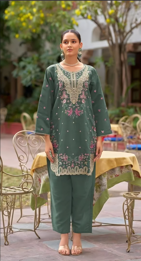 Embroidered Straight Kurta Set