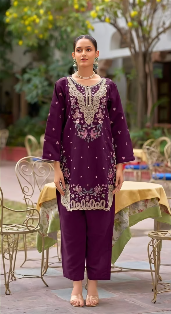 Embroidered Straight Kurta Set