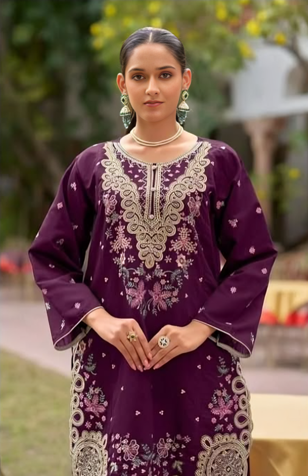 Embroidered Straight Kurta Set