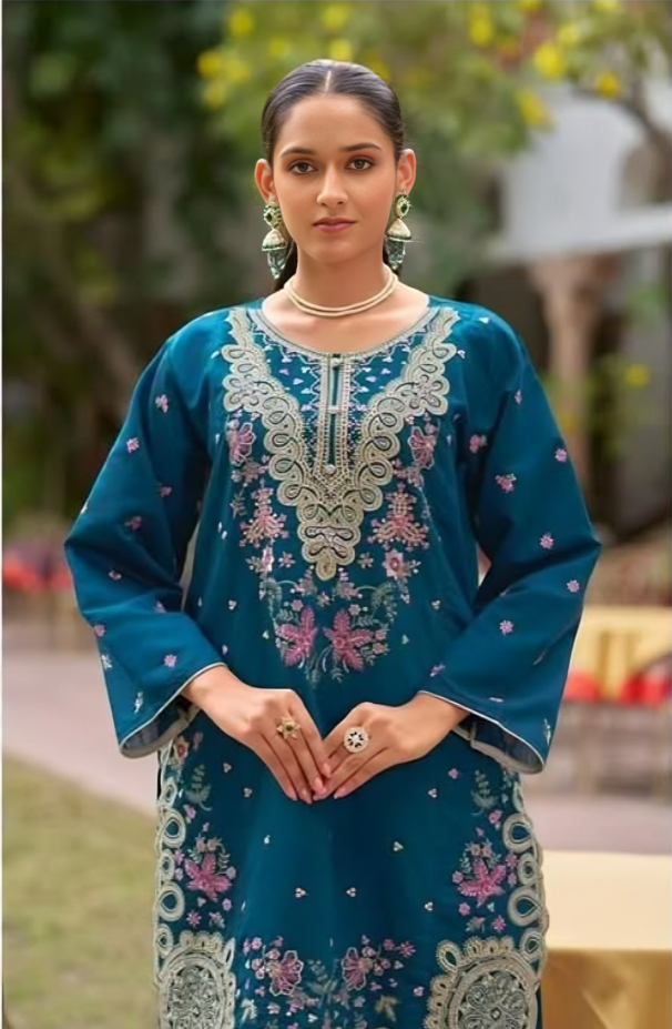 Embroidered Straight Kurta Set