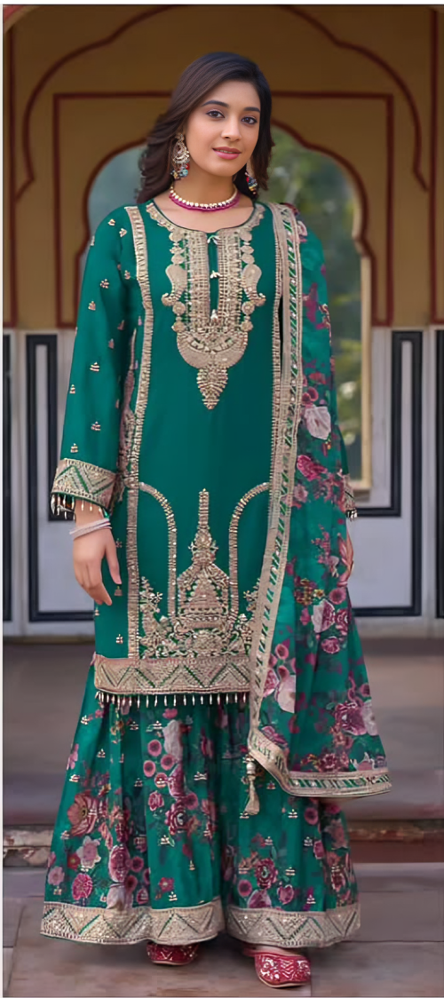 Royal Emerald Sharara Set