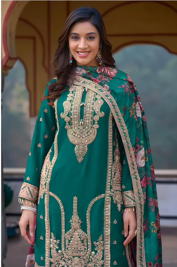 Royal Emerald Sharara Set